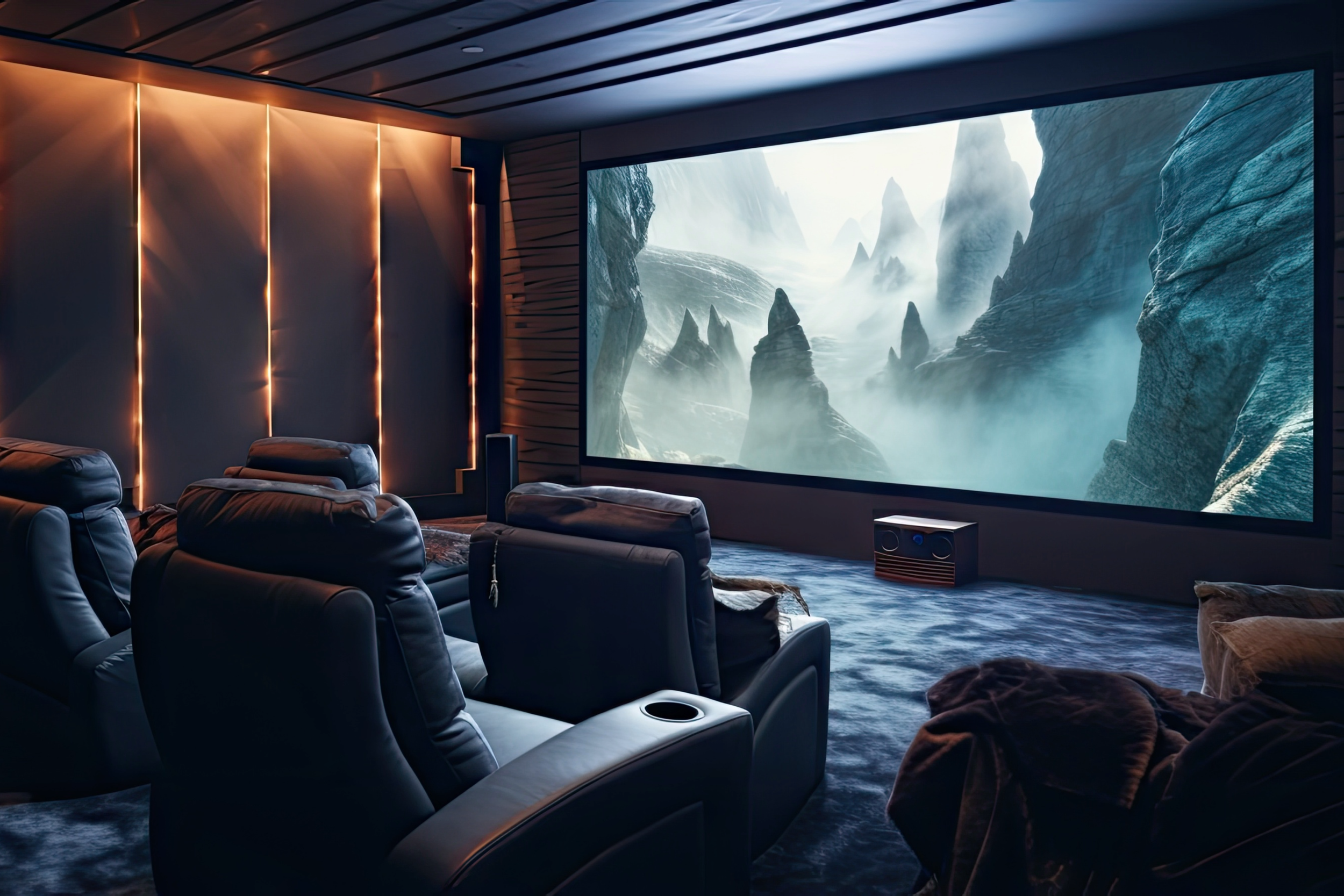 Dedicated media room with LED wall